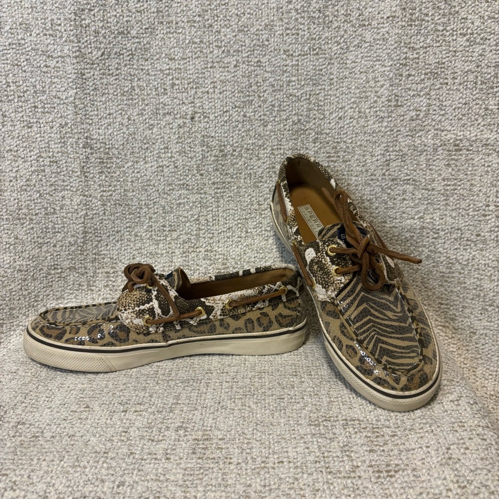 Sperrys Top - Sider, Sequins Cheetah/Leopard Animal Print. Loafer, Boat Shoes